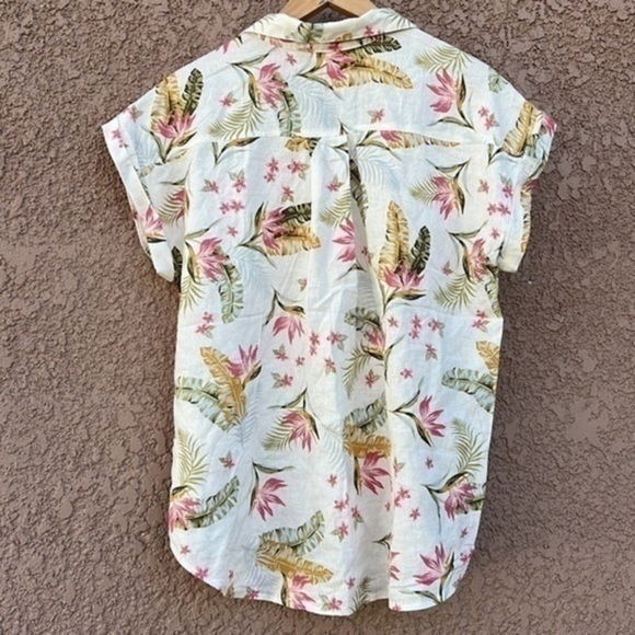 OLIVACEOUS Linen Button Down‎ Shirts Sz M Collar Neck Hawaiian Coastal Vacation - Picture 3 of 13